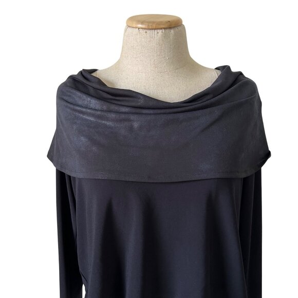 Sympli Black Long Sleeve Draped Collar Top Womens Size 6 - Picture 2 of 9
